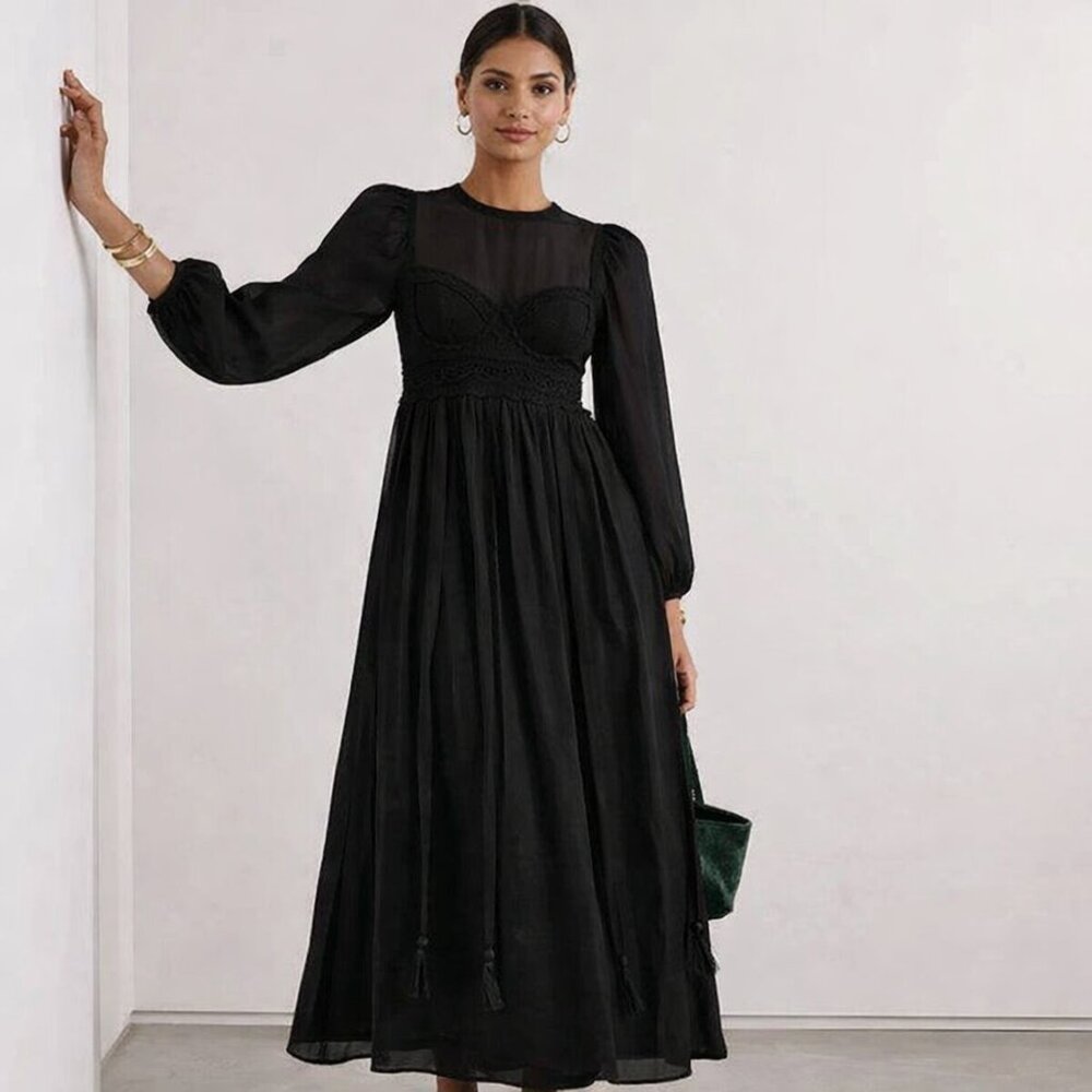 Ulla Johnson Aviva Dress in Noir Size 0 NWT